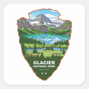 Glacier-Nationalpark Montana Arrowhead Quadratischer Aufkleber