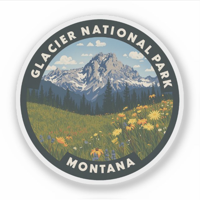 Glacier Nationalpark Montana Aufkleber (Vorderseite)