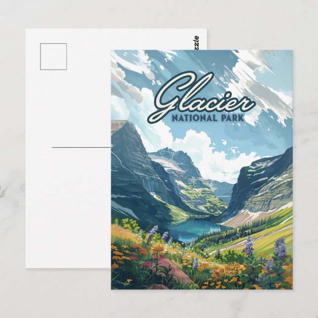 Glacier Nationalpark Montana Postkarte (Vorne/Hinten)