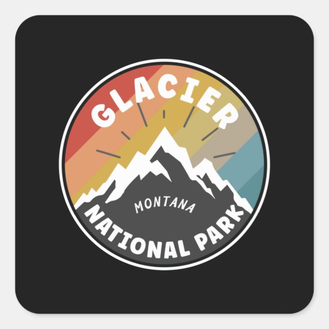 Glacier Nationalpark Montana Quadratischer Aufkleber (Vorderseite)