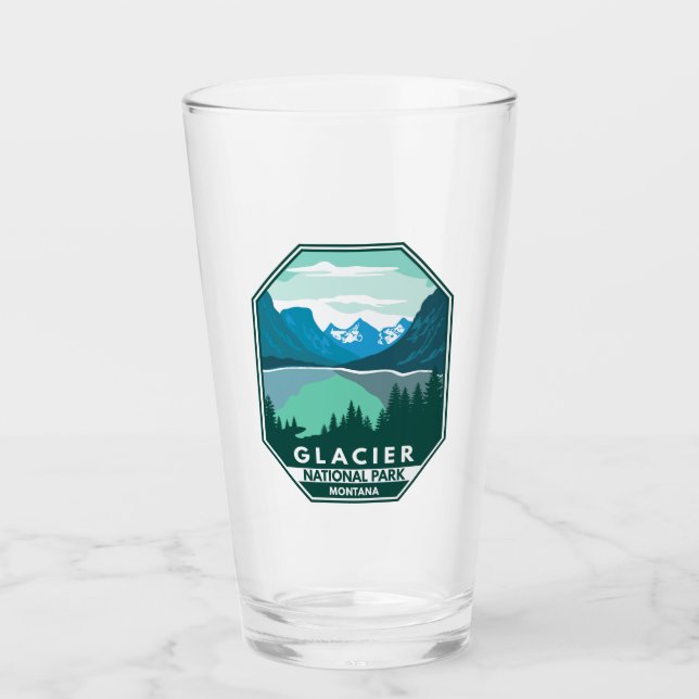 Glacier Nationalpark Montana Retro Emblem Glas (Vorderseite)