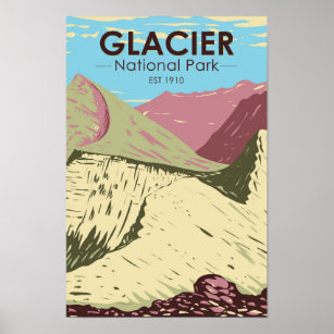 Glacier Nationalpark Montana Triple Diviak Peak Poster