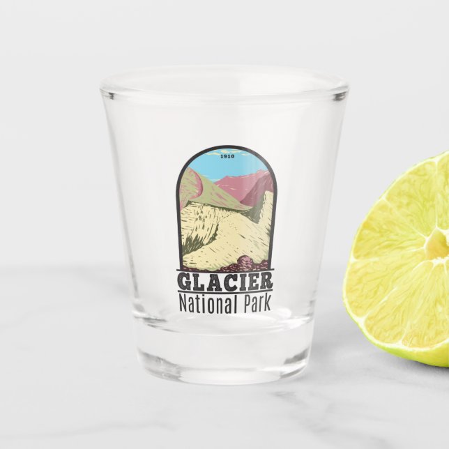 Glacier Nationalpark Montana Triple Diviak Peak Schnapsglas (Vorderseite)