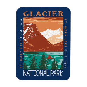 Glacier Nationalpark Montana Vintag Not leidend Magnet