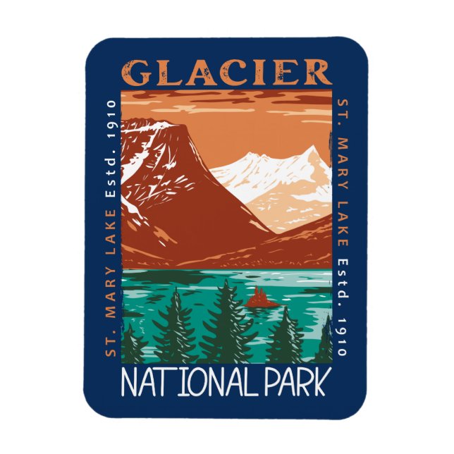 Glacier Nationalpark Montana Vintag Not leidend Magnet (Vertikal)