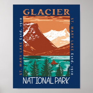Glacier Nationalpark Montana Vintag Not leidend Poster