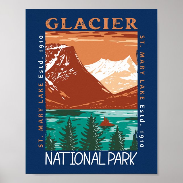 Glacier Nationalpark Montana Vintag Not leidend Poster (Vorne)