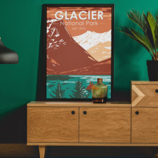 Glacier Nationalpark Montana Vintag Poster