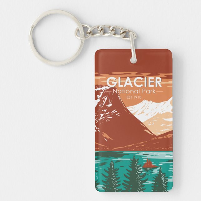 Glacier Nationalpark Montana Vintag Schlüsselanhänger (Vorderseite)