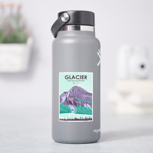 Glacier Nationalpark Montana Vintager See Aufkleber (HydroFlask)