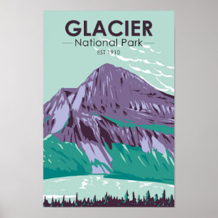 Glacier Nationalpark Montana Vintager See Poster