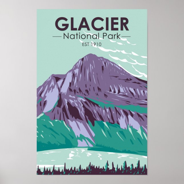 Glacier Nationalpark Montana Vintager See Poster (Vorne)