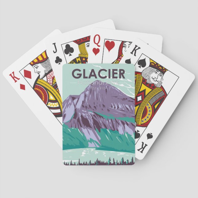 Glacier Nationalpark Montana Vintager See Spielkarten (Rückseite)