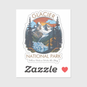 Glacier-Nationalpark Retro-Berg Aufkleber