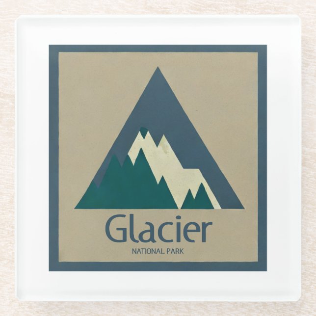 Glacier Nationalpark Rustikal Glasuntersetzer (Vorderseite)