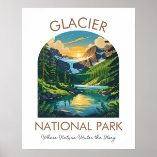 Glacier-Nationalpark-Szeneplakat Poster