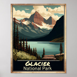 Glacier Nationalpark Vintag Poster