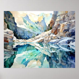 Glacier Nationalpark Watercolor Poster