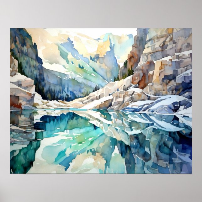 Glacier Nationalpark Watercolor Poster (Vorne)