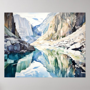 Glacier Nationalpark Watercolor Poster