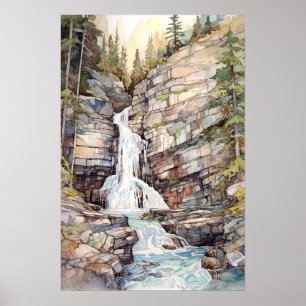 Glacier Nationalpark Watercolor Poster
