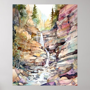 Glacier Nationalpark Watercolor Poster