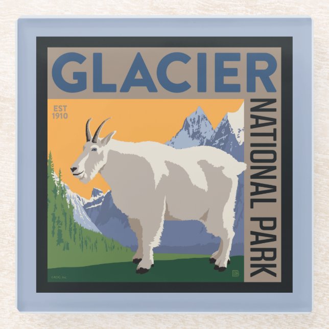 Glacier-Nationalpark | Ziege Glasuntersetzer (Vorderseite)