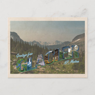 Glacier NP Vintag Style Postkarte