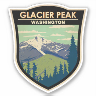 Glacier Peak Washington Travel Art Vintag Aufkleber