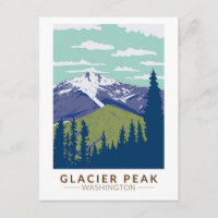 Glacier Peak Washington Travel Art Vintag