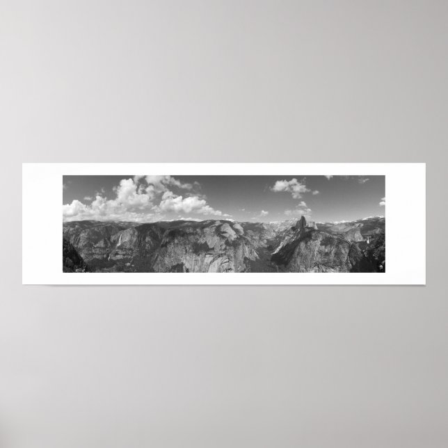 Glacier Point Horizon Panorama Schwarz-Weiß Poster (Vorne)