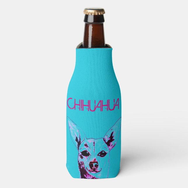 Glacière de bouteille à thème Blue Chihuahua (Bottle Devant)