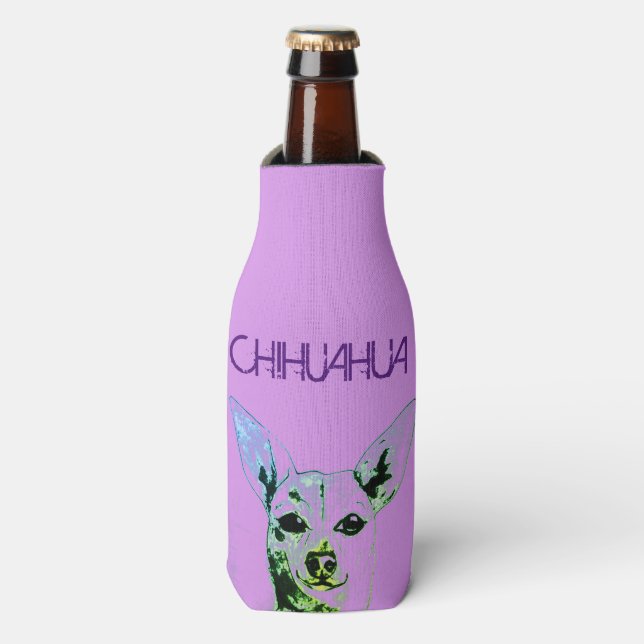 Glacière de bouteille à thème Purple Chihuahua (Bottle Devant)