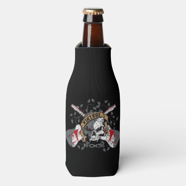 Glacière de bouteille de crâne et de guitare rock  (Bottle Devant)