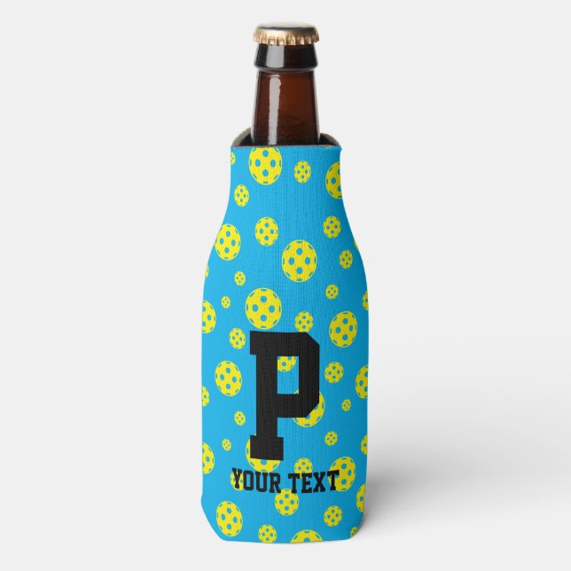 Glacière de bouteille de motif Pickleball avec tex (Bottle Devant)