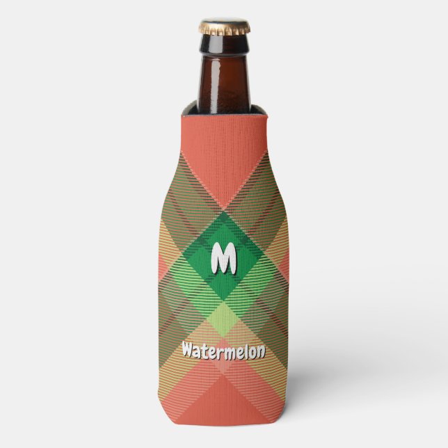 Glacière de bouteille de Tartan Watermelon (Bottle Devant)