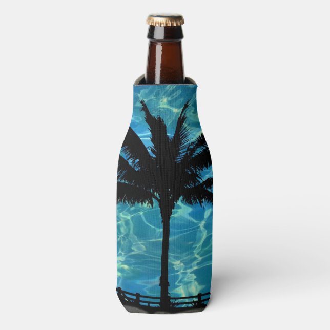 Glacière de bouteille d'été de palmiers tropicaux (Bottle Devant)