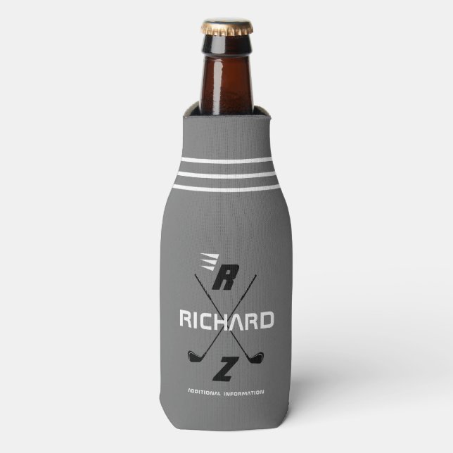 glacière de bouteille personnalisée de golf gris (Bottle Devant)