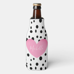 Glacière rose personnalisé de bouteille de coeur