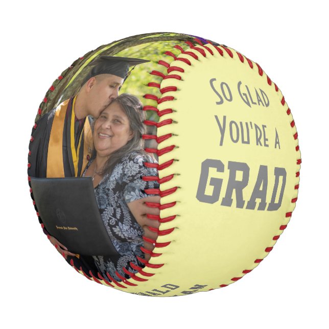 GLAD DU EIN GRAD-2-Foto-Monogramm-Abschluss. Baseball (Schrägansicht)