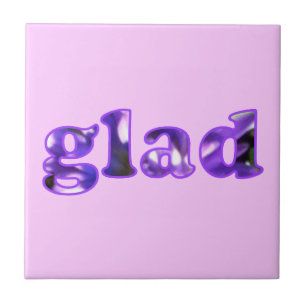 Glad geschrieben mit violetten Blumen Trivet Fliese