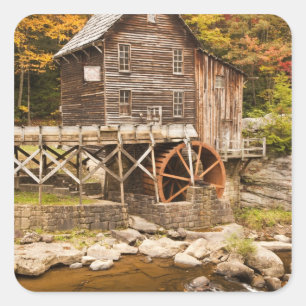 Glade Creek Grist Mill, Babcock State Park, 2 Quadratischer Aufkleber