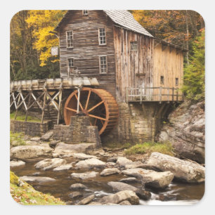Glade Creek Grist Mill, Babcock State Park, Quadratischer Aufkleber