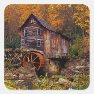 Glade Creek Grist Mill Quadratischer Aufkleber