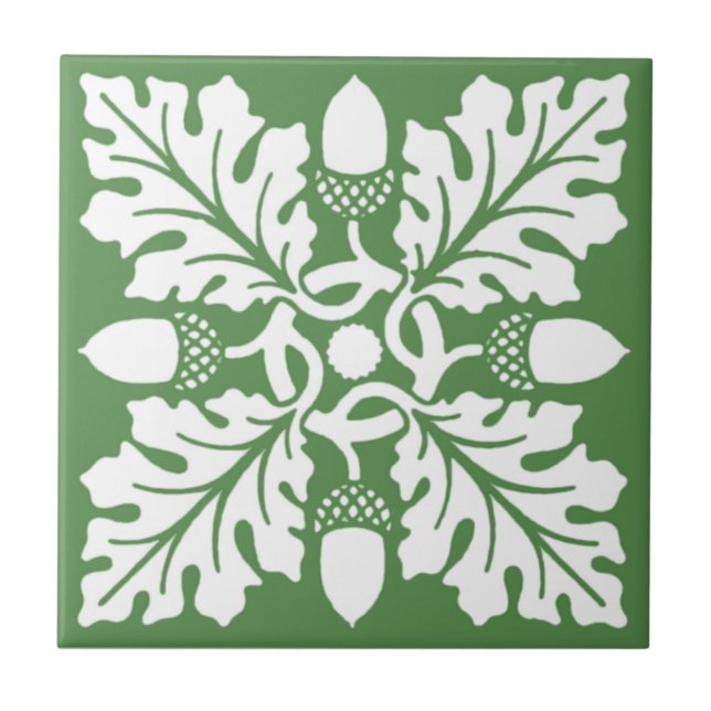 Glade Green Acorn und Leaf Tile Design Fliese (Vorderseite)
