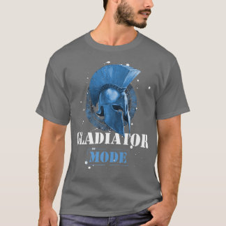 Gladiator Mode Spartan Helmet Blue Motivation Gym T-Shirt