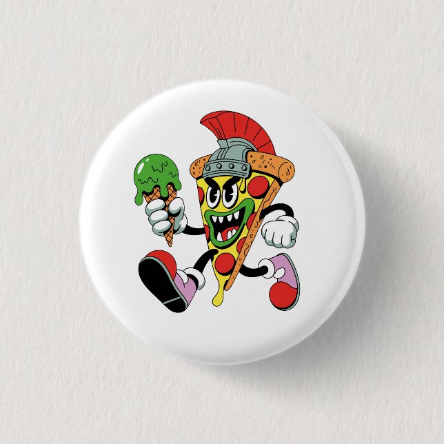 Gladiator Pizza Slice Italian Brainrot Button (Vorderseite)