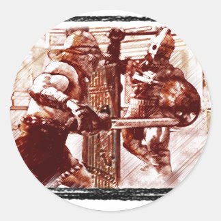 Gladiatoren in Arena Runder Aufkleber