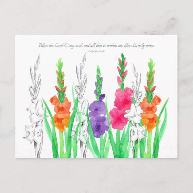 Gladiola Scripture Psalms 103 Prayer Card Postkarte (Vorderseite)