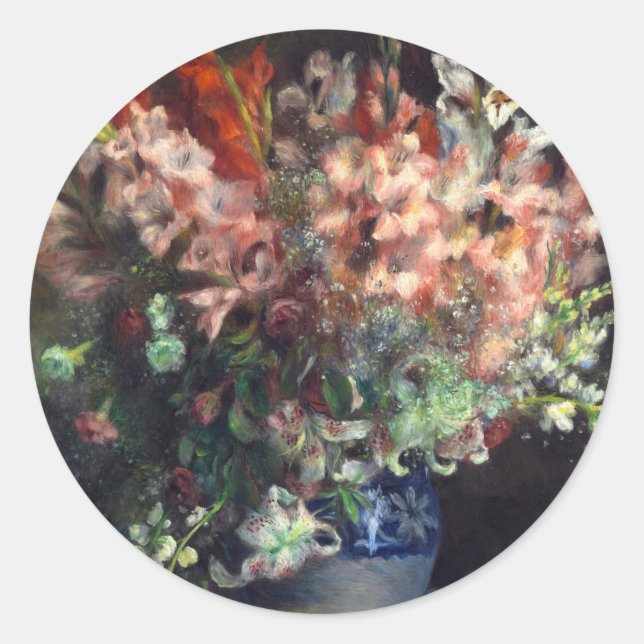 Gladioli in einer Vase von Auguste Renoir Art Runder Aufkleber (Vorderseite)